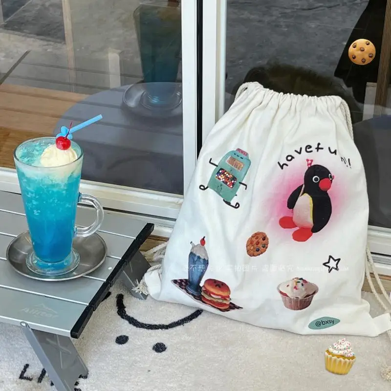 Penguin Cartoon Canvas Backpack Creative Drawstring Style Large Capacity Travel Storage Cute Decoration Gifts for Boys and Girls
Penguin Cartoon Canvas Backpack Creative Drawstring Style Large Capacity Travel Storage Cute Decoration Gifts for Boys and Girls