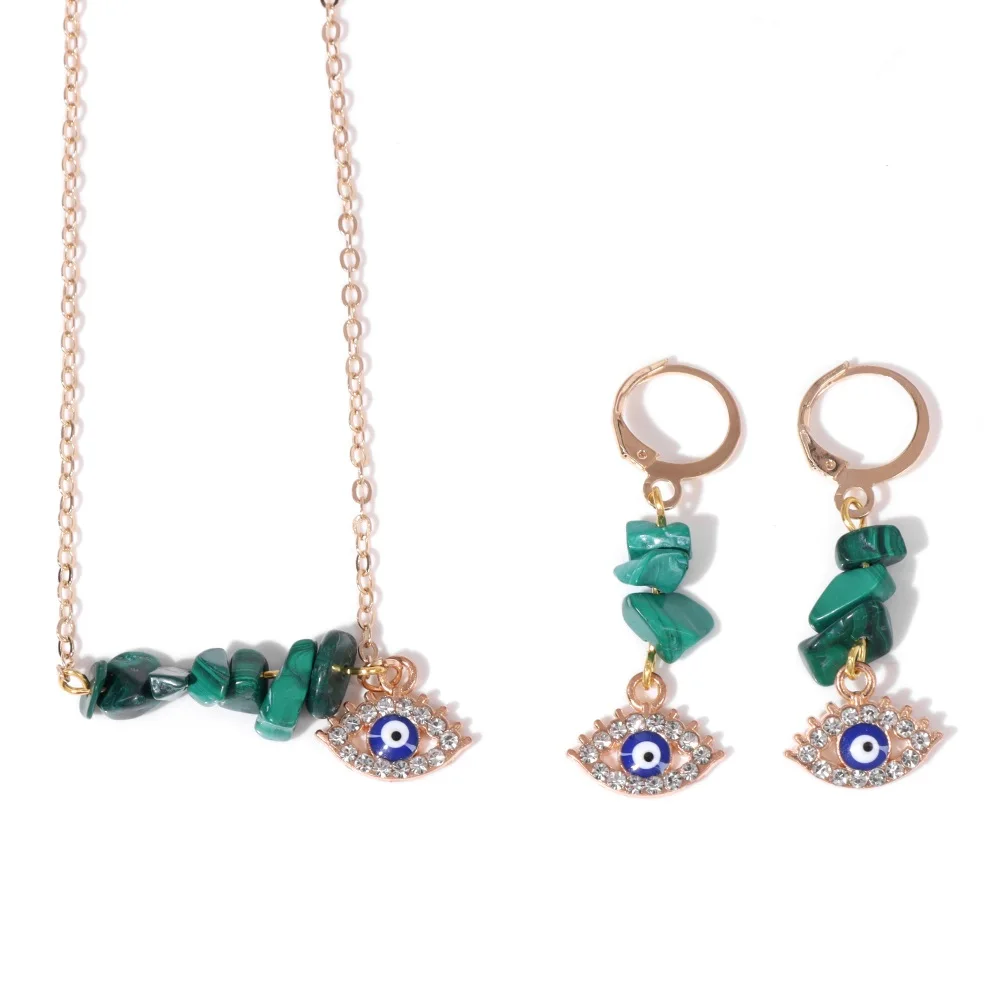 Elegant Gem Gravel Stone Jewelry Set Evil Eye Pendant Chain Necklace Female Irregular Howlite Quart Drop Earrings for Women Gift
Elegant Gem Gravel Stone Jewelry Set Evil Eye Pendant Chain Necklace Female Irregular Howlite Quart Drop Earrings for Women Gift