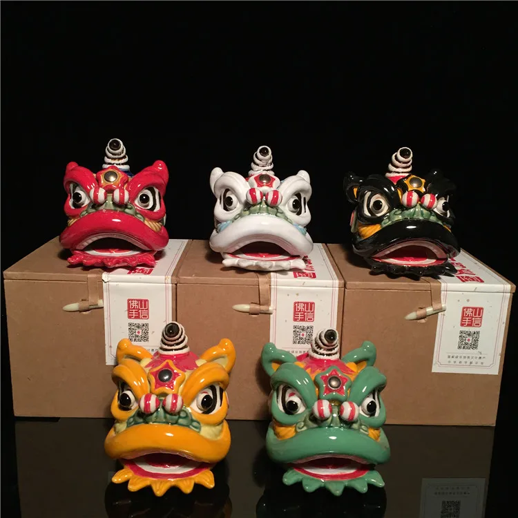 

China-Chic Shiwan Doll Ceramic Lion Awakening Decoration Foshan Lion Dance Craft Living Room Home Holiday Creative Gift