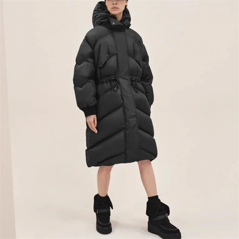 Winter new women's thickened warm mid-length hooded down jacket high quality fashion retro large pocket drawstring design jacket
Winter new women's thickened warm mid-length hooded down jacket high quality fashion retro large pocket drawstring design jacket