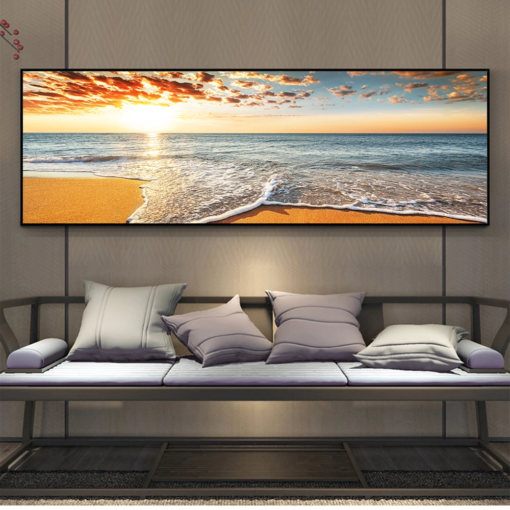 

Nature Art Sunset Beach Seascape Canvas Paintings Posters And Prints Wall Art Pictures for Living Room Decor (No Frame)