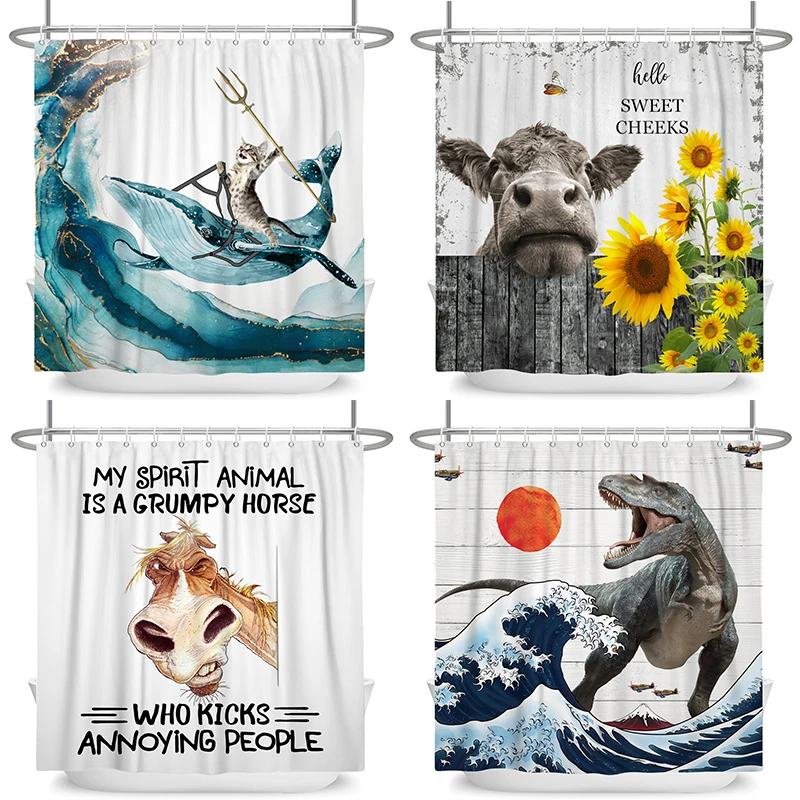 Забавные Животные занавески для душа кошка собака динозавр корова водонепроницаемые занавески для ванной из полиэстера с крючками декор для ванной комнаты
Забавные Животные занавески для душа кошка собака динозавр корова водонепроницаемые занавески для ванной из полиэстера с крючками декор для ванной комнаты