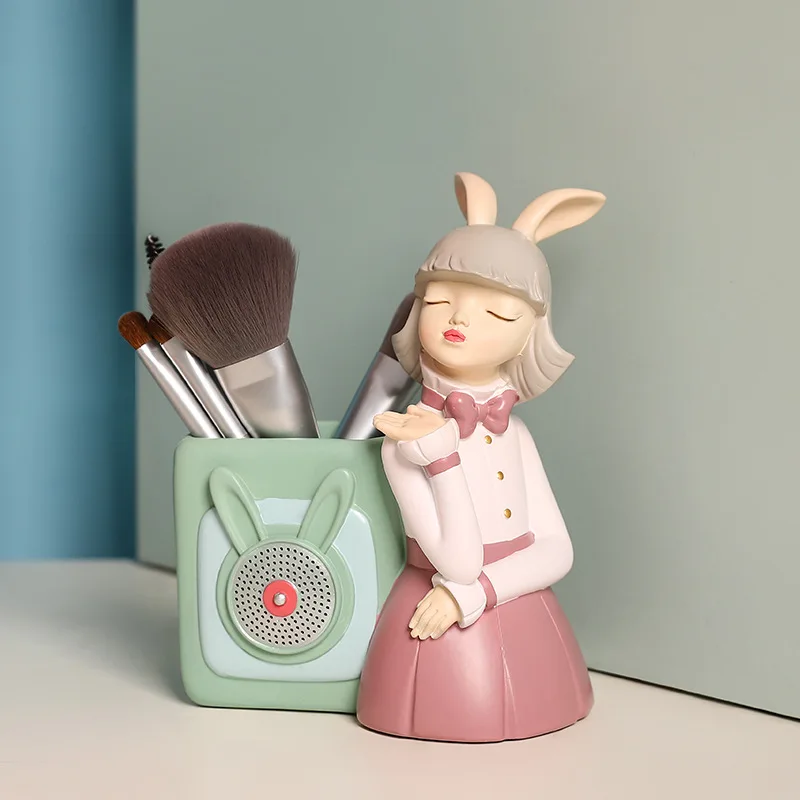 

Чехол-карандаш с изображением милой девушки, сердца, кролика, девушки, настольные украшения, Туалетная комната, предметы для хранения