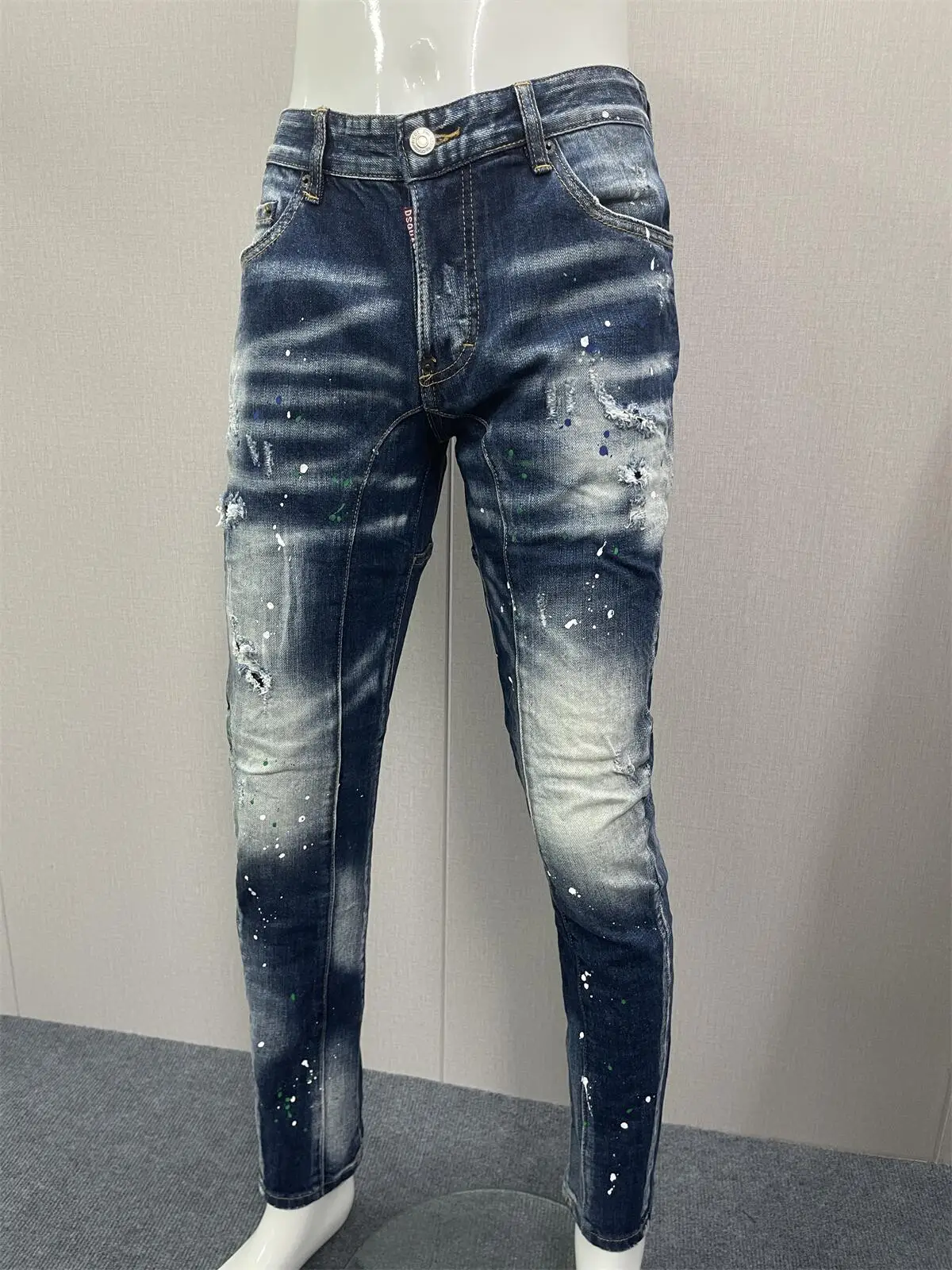 2023 Spring/Summer Water Wash Worn Hole Patch Paint Fashion Elastic Slim Fit D2 Jeans Embroidery Straight Tube Denim Pants Men
2023 Spring/Summer Water Wash Worn Hole Patch Paint Fashion Elastic Slim Fit D2 Jeans Embroidery Straight Tube Denim Pants Men