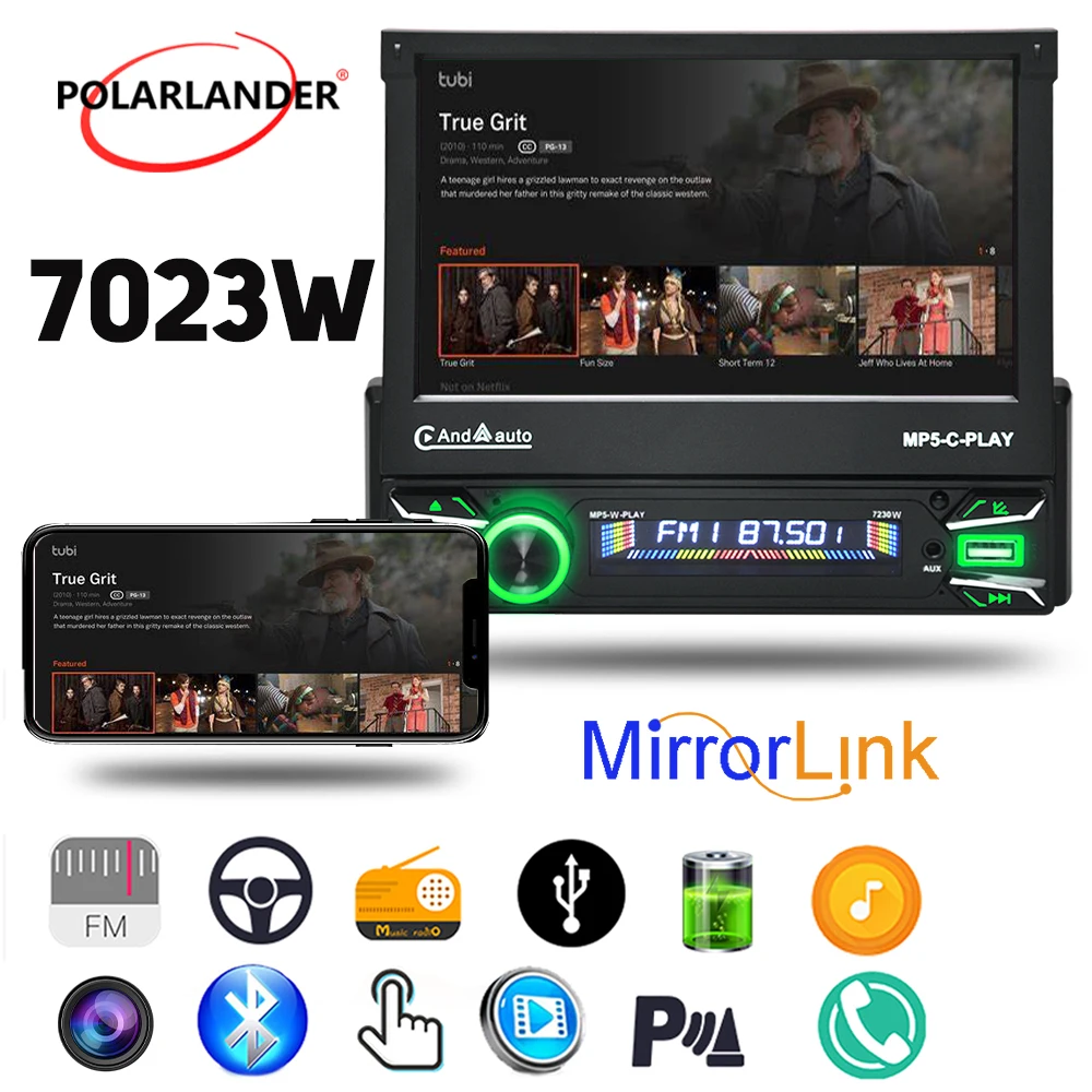 1Din 7'' Bluetooth Wireless Carplay, Android Auto Mirror Link Automatic Retractable Screen USB/TF/AUX Car Multimedia Player
1Din 7'' Bluetooth Wireless Carplay, Android Auto Mirror Link Automatic Retractable Screen USB/TF/AUX Car Multimedia Player