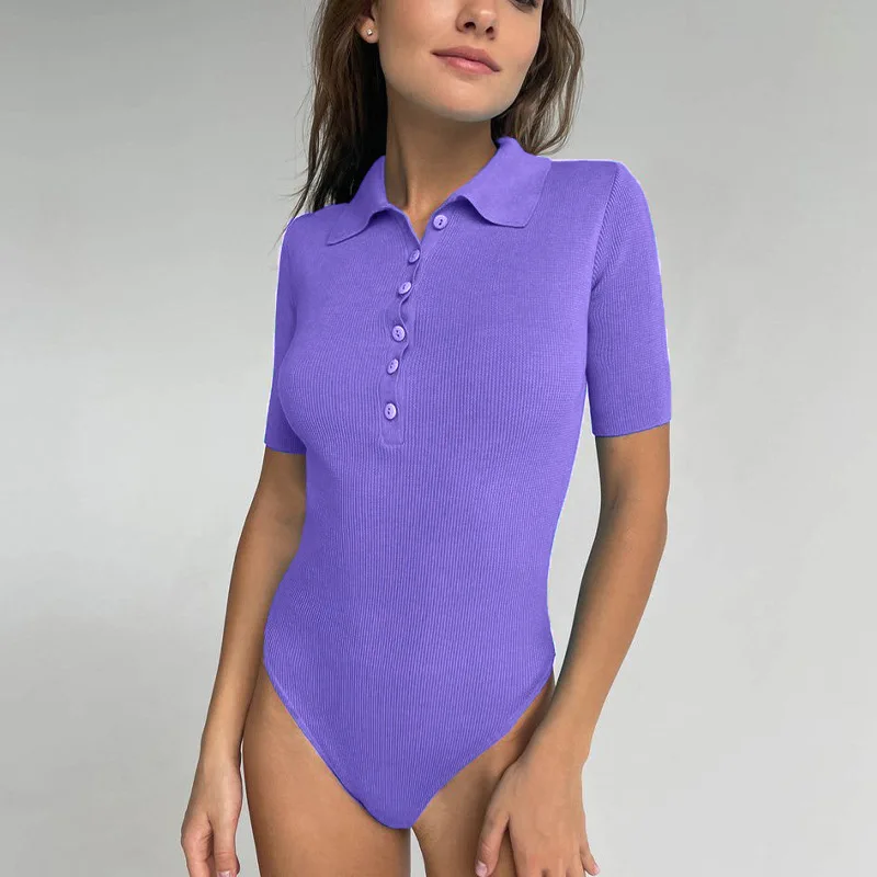 Ribbed Knit Bodysuit 2022 Summer Women Sexy Front Button Turn-down Collar Short Sleeve Bodysuit Romper Female One Piece Jumpsuit
Ribbed Knit Bodysuit 2022 Summer Women Sexy Front Button Turn-down Collar Short Sleeve Bodysuit Romper Female One Piece Jumpsuit