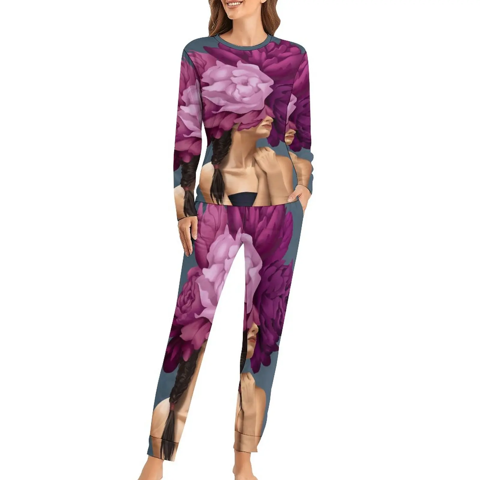 Elegant Women Head Pajamas 2 Pieces Bouquet Woman Fashion Pajama Sets Home Nightwear Spring Print Home Suit Big Size 4XL 5XL
Elegant Women Head Pajamas 2 Pieces Bouquet Woman Fashion Pajama Sets Home Nightwear Spring Print Home Suit Big Size 4XL 5XL