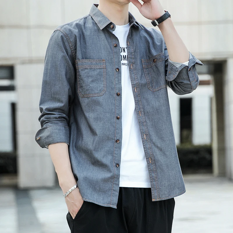Harajuku Denim Shirt Men Cotton Casual Shirts Male Long Sleeve Jacket Blouses Tops Loose Checkboard Coat Spring Autumn B54
Harajuku Denim Shirt Men Cotton Casual Shirts Male Long Sleeve Jacket Blouses Tops Loose Checkboard Coat Spring Autumn B54