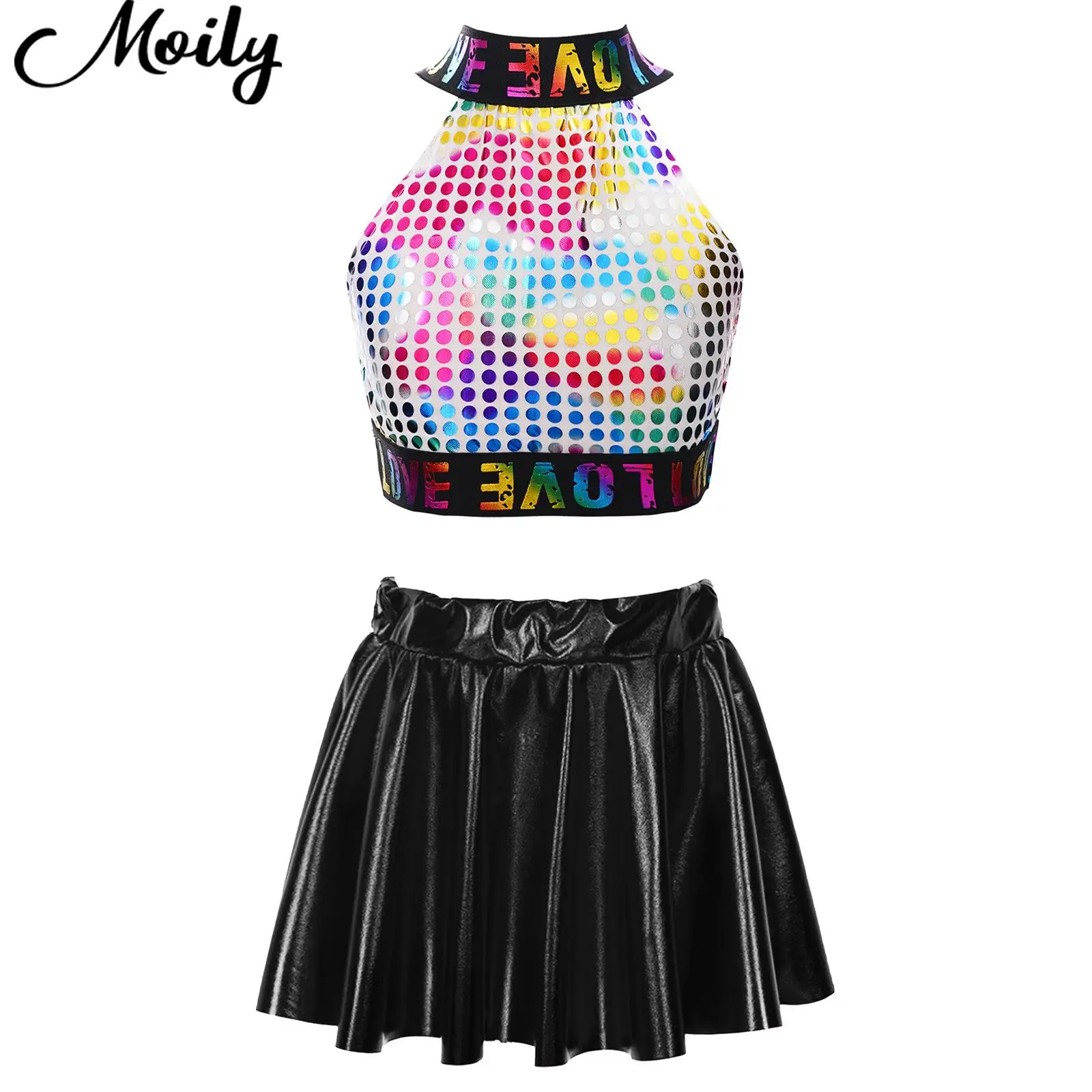 Shiny Dance Skirt Set Sequin Letters Printed Crop Top with Skirt Kids Girls Sleeveless for Jazz Dance Performance Competition
Shiny Dance Skirt Set Sequin Letters Printed Crop Top with Skirt Kids Girls Sleeveless for Jazz Dance Performance Competition