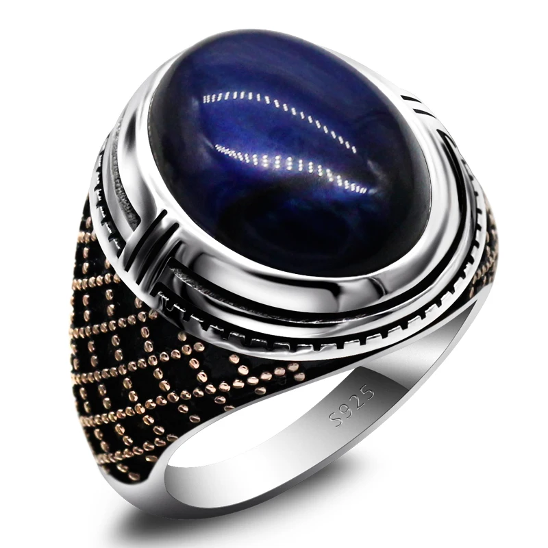 925 Sterling Silver Natural Blue Tiger Eye Men's Ring Turkish Punk Style Jewelry Set Couple Wedding Jewelry Gift Ring For Women
925 Sterling Silver Natural Blue Tiger Eye Men's Ring Turkish Punk Style Jewelry Set Couple Wedding Jewelry Gift Ring For Women