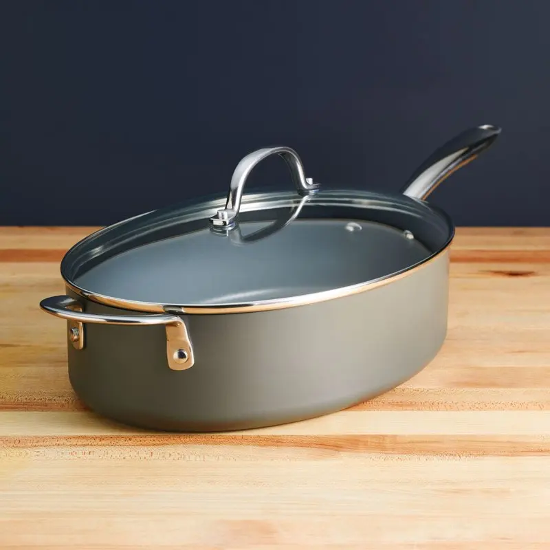 2023 New Hard Anodized Nonstick Cookware Oval Sauté Pan with Helper Handle and Lid, 5-Quart, Gray
2023 New Hard Anodized Nonstick Cookware Oval Sauté Pan with Helper Handle and Lid, 5-Quart, Gray