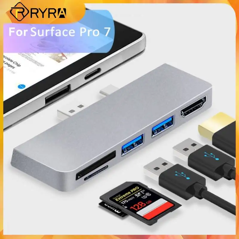 

RYRA USB3.0 Hub Multi-port 5 Ports Hubs PC Laptop Docking Station 4K Splitter High Speed HUB Type C Compatible SD/TF Card Reader