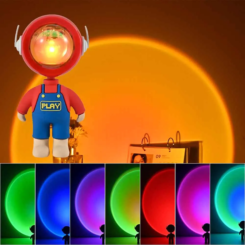 RGB Fat Two Astronaut Sunset Light Sunset Light Aluminum Lens Sunset Projector Light Rainbow Ambiance LED Bulb 5W Night Light
RGB Fat Two Astronaut Sunset Light Sunset Light Aluminum Lens Sunset Projector Light Rainbow Ambiance LED Bulb 5W Night Light