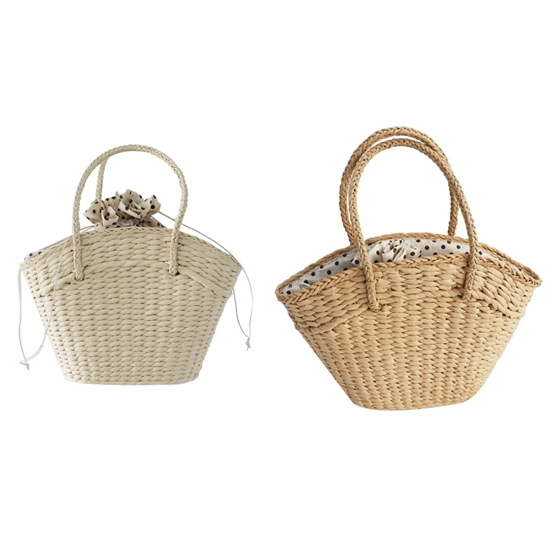 NEW-2Pcs Women's Handbag Wicker Woven Ladies Shoulder Bag Beach Straw Woven Bag Large-Capacity Dot Large Basket Wallet B & A
NEW-2Pcs Women's Handbag Wicker Woven Ladies Shoulder Bag Beach Straw Woven Bag Large-Capacity Dot Large Basket Wallet B & A