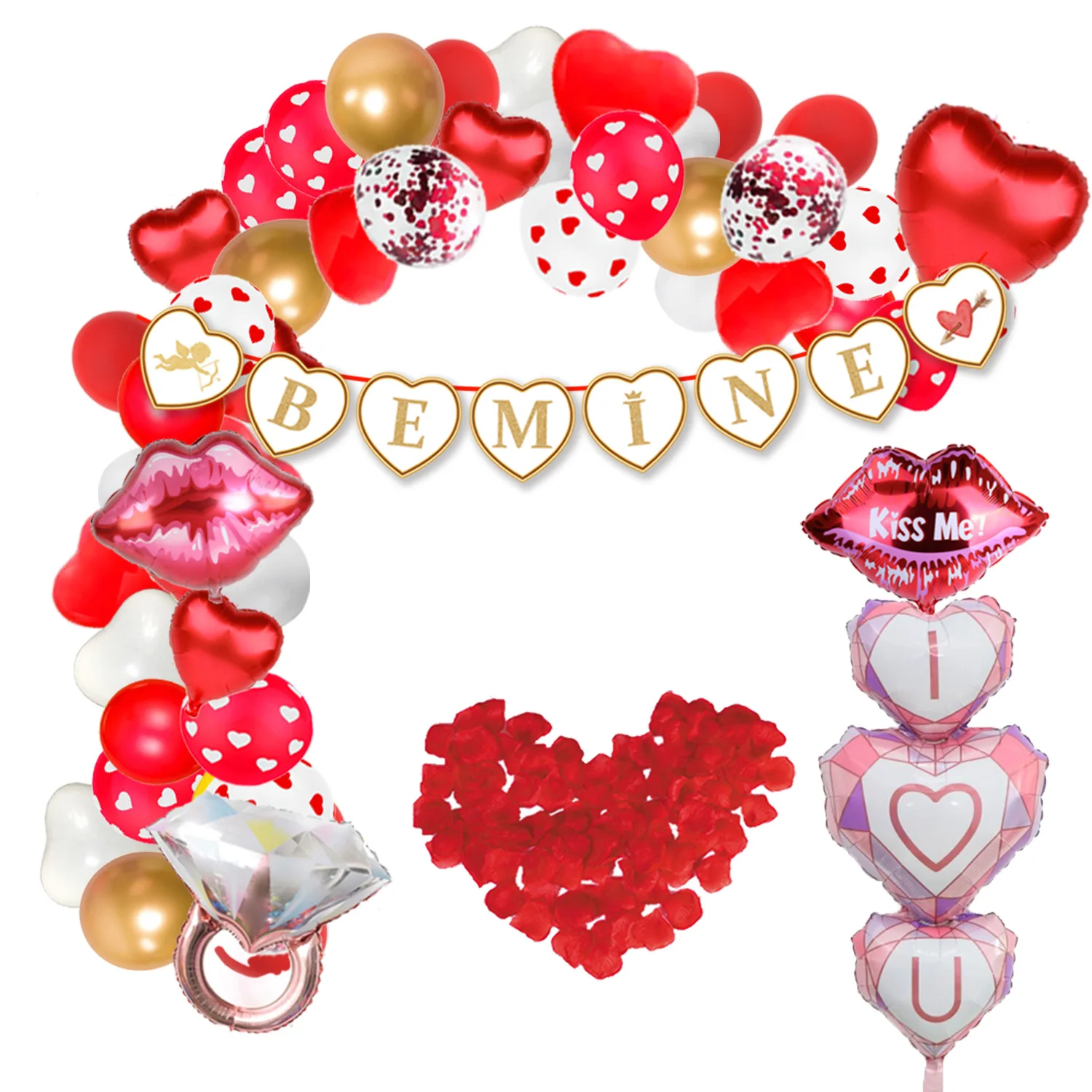 JOYMEMO Valentine's Day Party Decoration Red Balloon Set I Love U Heart Foil Balloons BE MINE Banner for Wedding Party Supplies
JOYMEMO Valentine's Day Party Decoration Red Balloon Set I Love U Heart Foil Balloons BE MINE Banner for Wedding Party Supplies