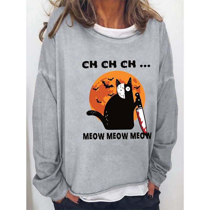 Rheaclot Halloween Bats Black Cat Printing Women's Causal Cotton Long Sleeve SweatShirt 
Rheaclot Halloween Bats Black Cat Printing Women's Causal Cotton Long Sleeve SweatShirt