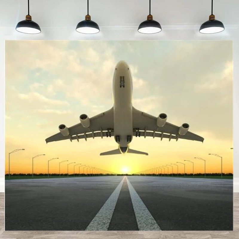 

Photography Backdrop Plane Take Off Land Baby Party Portrait Banner Photographic Background Poster Props For Photo Studio