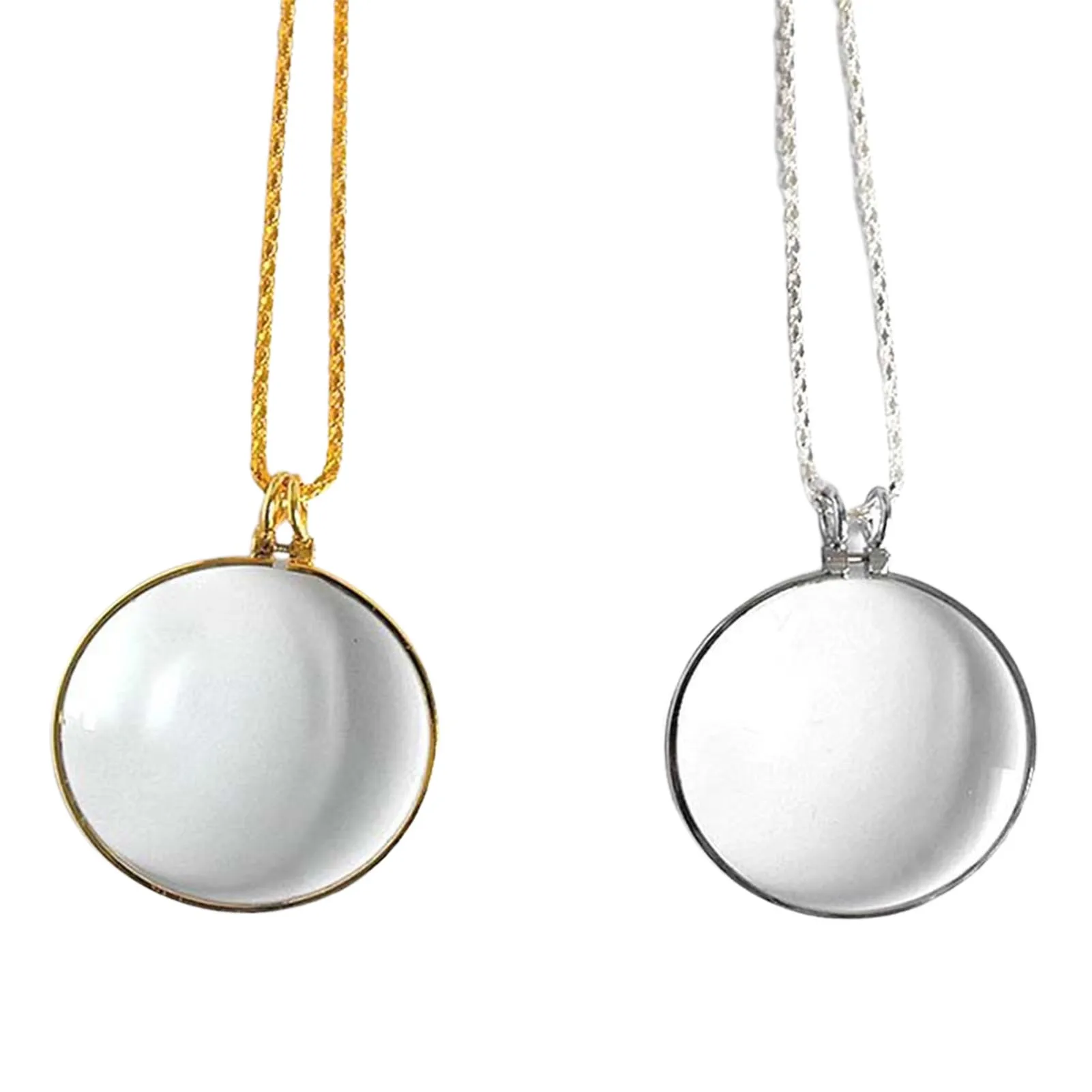 Necklace Magnifier Present Decorative Monocle Necklace Light Weight Hanging Gloden/Silver Coin Magnifying Glass with Metal Chain
Necklace Magnifier Present Decorative Monocle Necklace Light Weight Hanging Gloden/Silver Coin Magnifying Glass with Metal Chain
