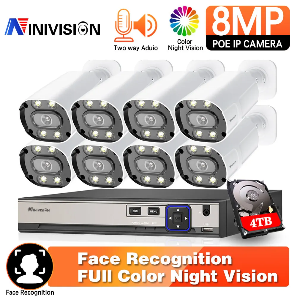 4K 8CH NVR Face Detection Camera Security System Kit POE Waterproof HD 8MP IP Two Way Audio Bullet Camera Video Surveillance Kit
4K 8CH NVR Face Detection Camera Security System Kit POE Waterproof HD 8MP IP Two Way Audio Bullet Camera Video Surveillance Kit