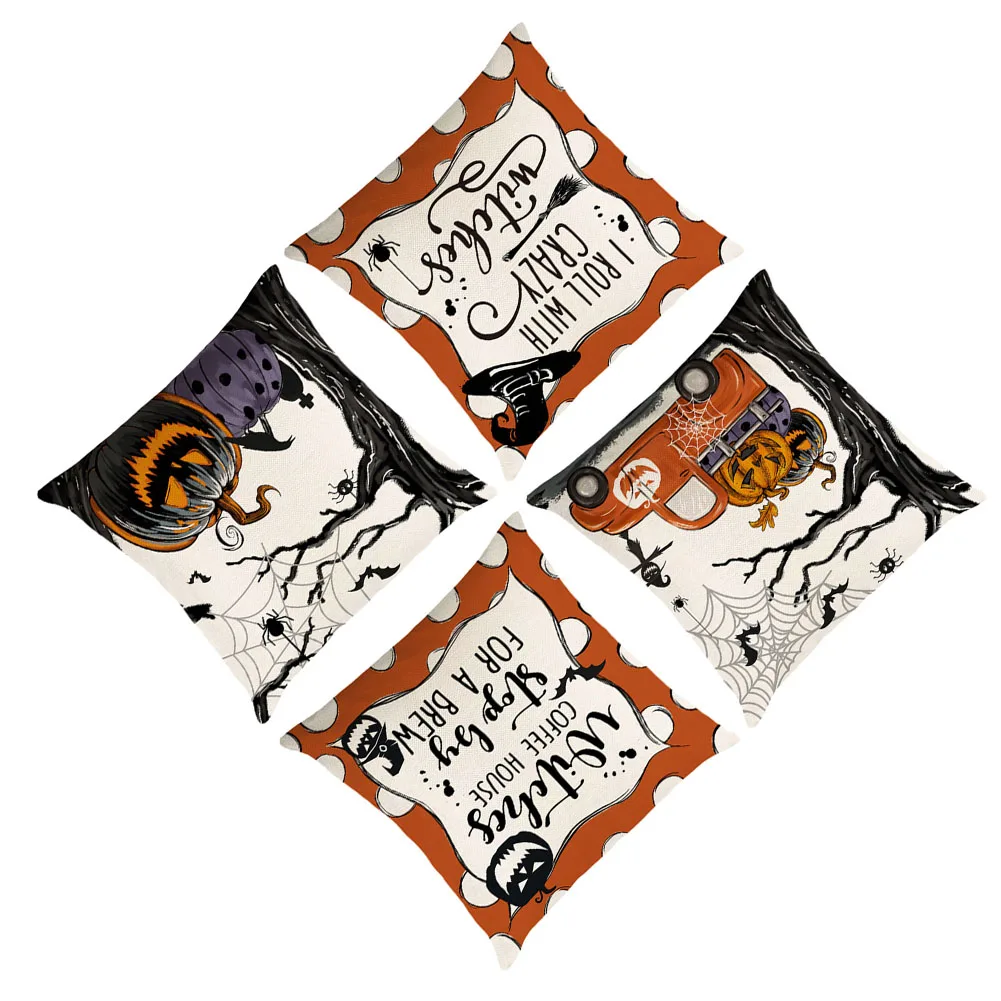 Cushion Cover Pillowcase 45cmx45cm 4pcs Comfortable Flax Halloween Invisible Zip Linen Throw Multi-Color Print
Cushion Cover Pillowcase 45cmx45cm 4pcs Comfortable Flax Halloween Invisible Zip Linen Throw Multi-Color Print