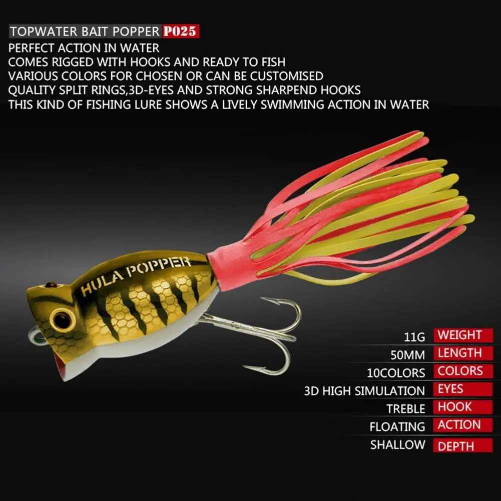 5cm/11g Plastic Popper Lure Skirt Design Toughs Floating Bait With Treble Hook for Fishing
5cm/11g Plastic Popper Lure Skirt Design Toughs Floating Bait With Treble Hook for Fishing