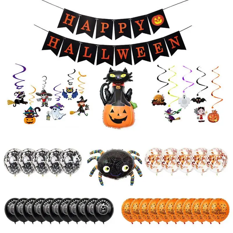 

Halloween Balloons Orange And Black Balloons Decor Pumpkin Black Cat Spider And Ghost Spooky Halloween Party Bar Anniversary
