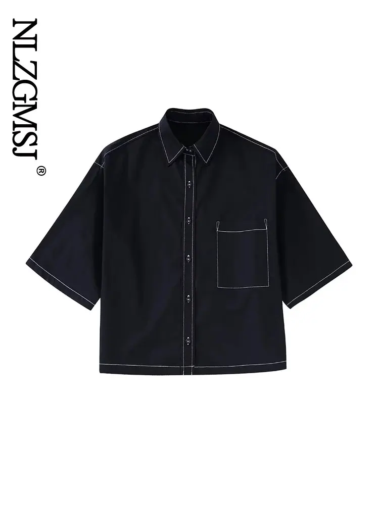Nlzgmsj 2022 Korean Fashion Denim Shirt Women Vintage Streetwear Baggy Short Sleeve Polo Neck Pockets Blouse Harajuku Ladies Top 
Nlzgmsj 2022 Korean Fashion Denim Shirt Women Vintage Streetwear Baggy Short Sleeve Polo Neck Pockets Blouse Harajuku Ladies Top