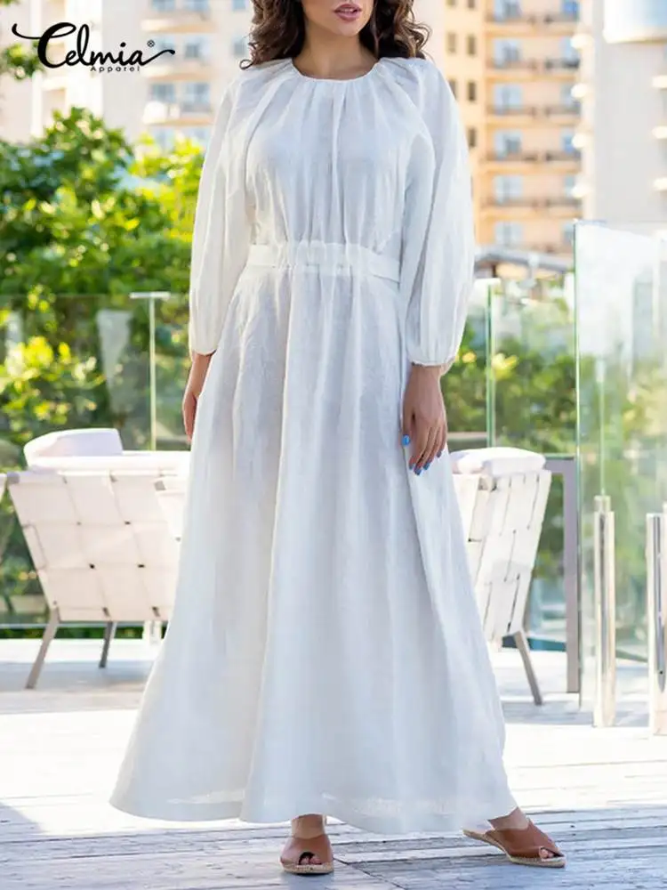 Celmia 2023 Summer Drawstring Waisted Dress Women Round Neck Casual Breathable Cotton Maxi Dresses Puff Sleeve Gathered Robes
Celmia 2023 Summer Drawstring Waisted Dress Women Round Neck Casual Breathable Cotton Maxi Dresses Puff Sleeve Gathered Robes