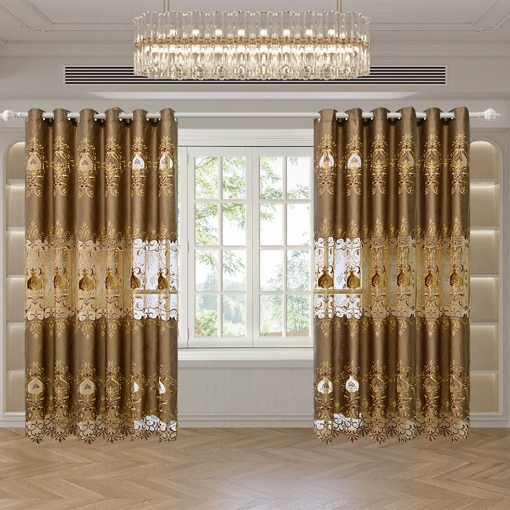 Coffee Openwork Semi Blackout Curtains for Living Room Delicately Embroidered Sheer Tulle Cortinas De Luxo Para Sala Em Promoção
Coffee Openwork Semi Blackout Curtains for Living Room Delicately Embroidered Sheer Tulle Cortinas De Luxo Para Sala Em Promoção