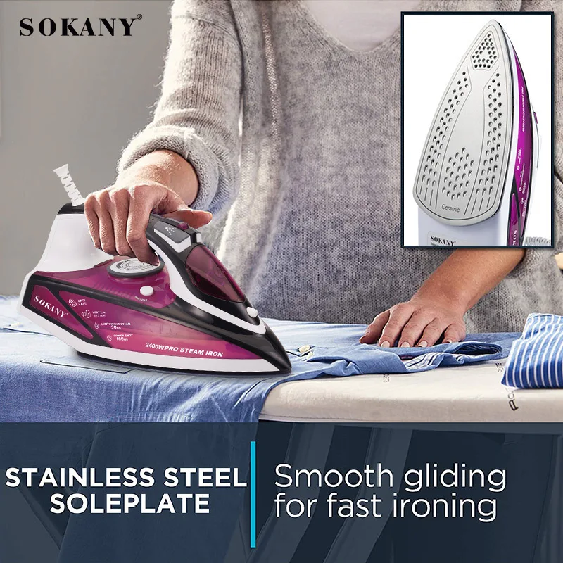 Steam Iron for Clothes, Fabric Steamer, 2400W Powerful Steam, Self-cleaning, Purple/Blue
Steam Iron for Clothes, Fabric Steamer, 2400W Powerful Steam, Self-cleaning, Purple/Blue