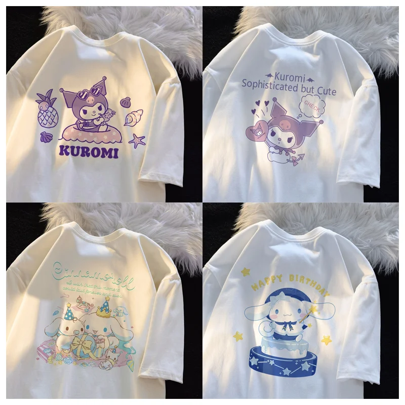 Детская модная футболка с принтом Sanrioed Cinnamoroll Kuromi, Милый Летний хлопковый Свободный Топ с коротким рукавом, подарок для детей
Детская модная футболка с принтом Sanrioed Cinnamoroll Kuromi, Милый Летний хлопковый Свободный Топ с коротким рукавом, подарок для детей