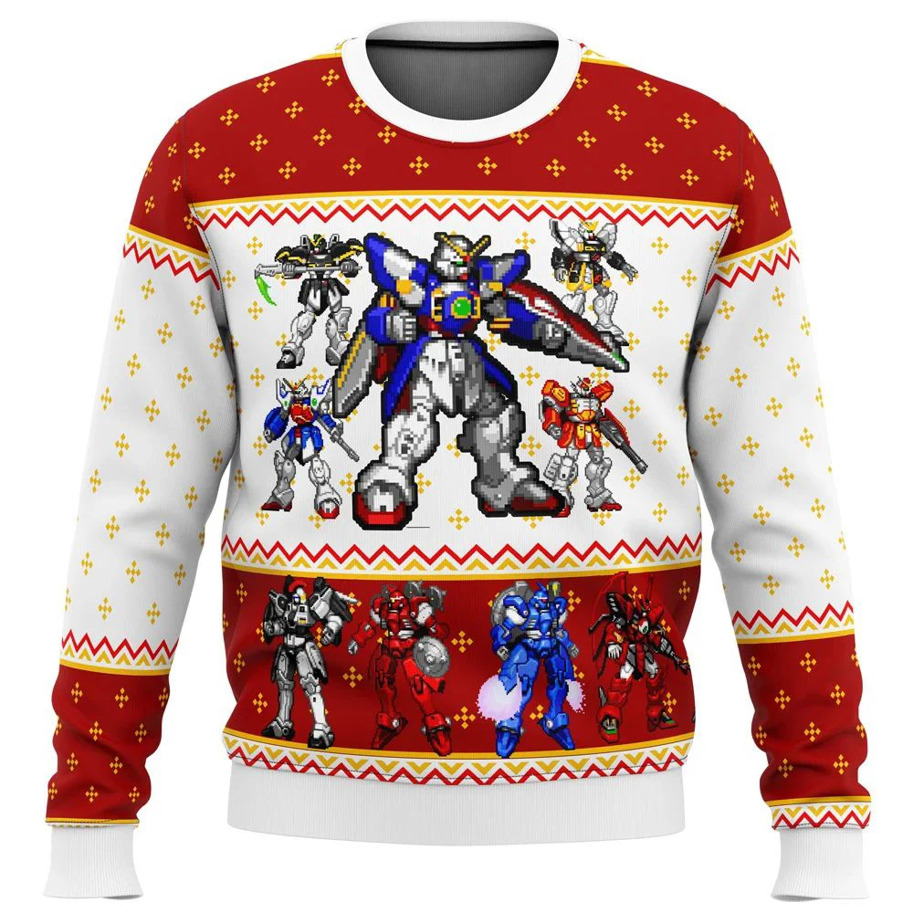 

Gundam Xmas Ugly Christmas Sweater Gift Santa Claus Pullover Men 3D Sweatshirt And Top Autumn And Winter Clothi
