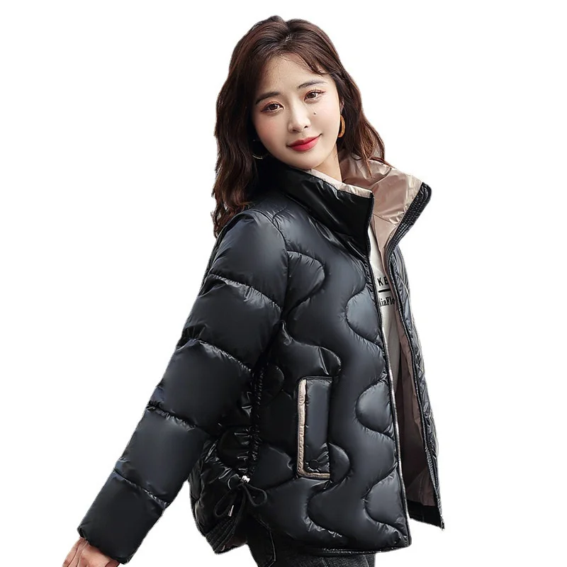 

2023 New Women's Coats Parkas Winter Jacket Fashion Glossy Bread Service Jackets Thick Warm Cotton Padded Parka Female Outwear