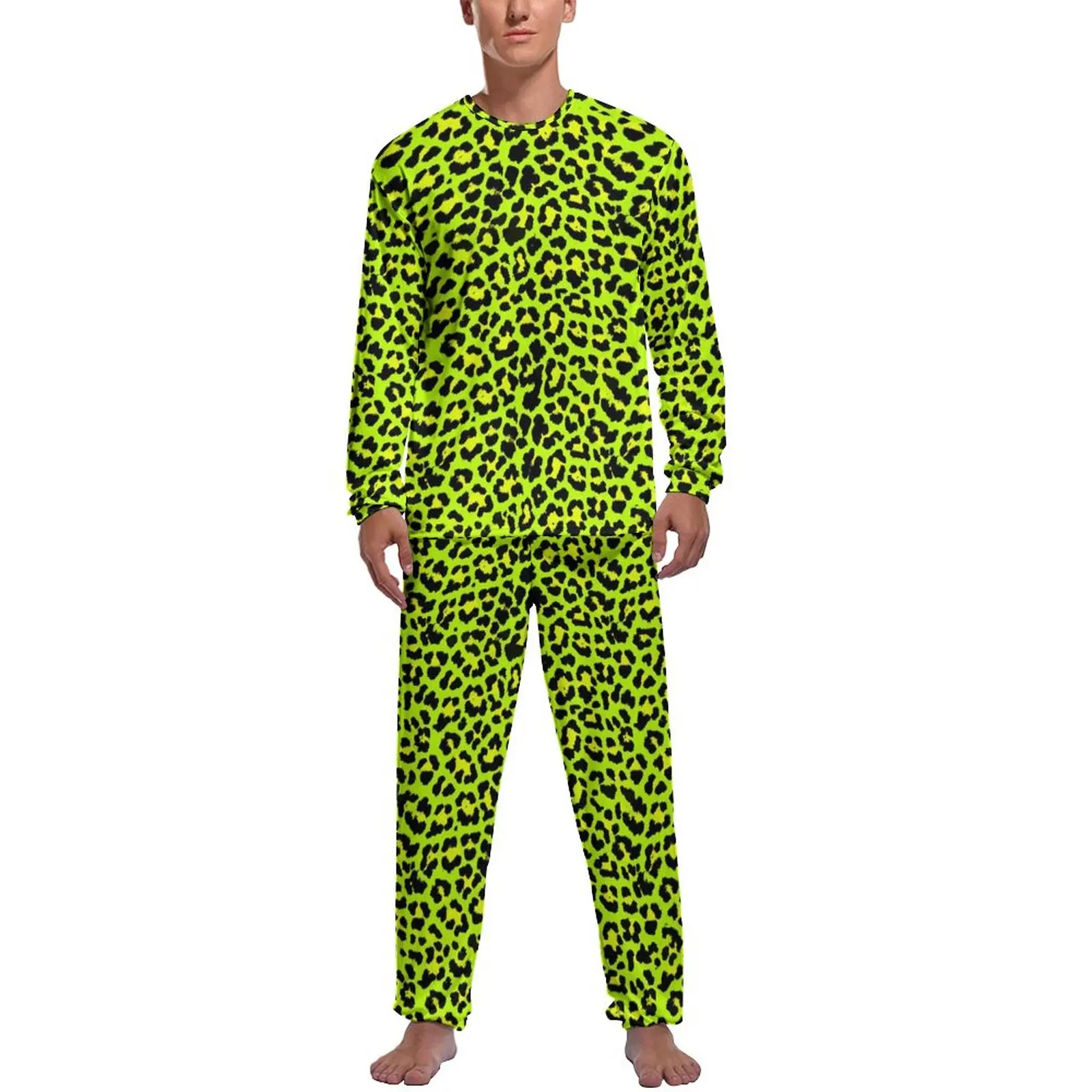 Punk Rock Leopard Pajamas Autumn Lime Green Black Room Home Suit Man Two Piece Printed Long Sleeve Kawaii Pajama Sets 
Punk Rock Leopard Pajamas Autumn Lime Green Black Room Home Suit Man Two Piece Printed Long Sleeve Kawaii Pajama Sets