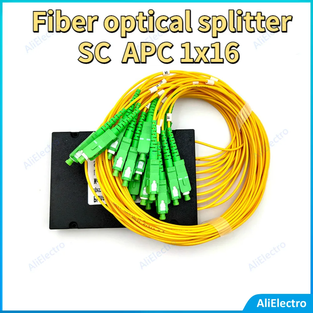 

High quality SC APC 1x16 Fiber optical splitter SM single mode 1M 2.0MM FTTH optical splitter APC 1x16 PLC free shipping