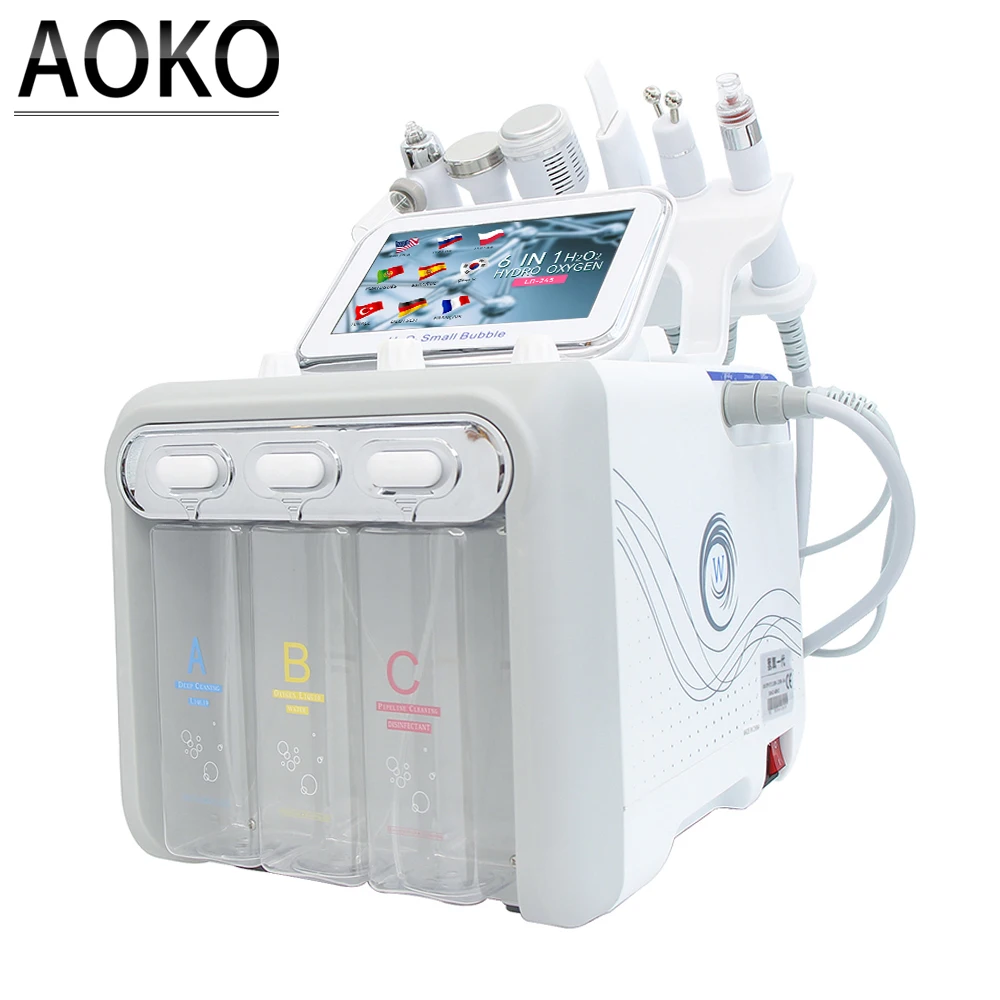 Аппарат для лифтинга и дермабразии AOKO 6 в 1 кислородный небольшой пузырь водорода