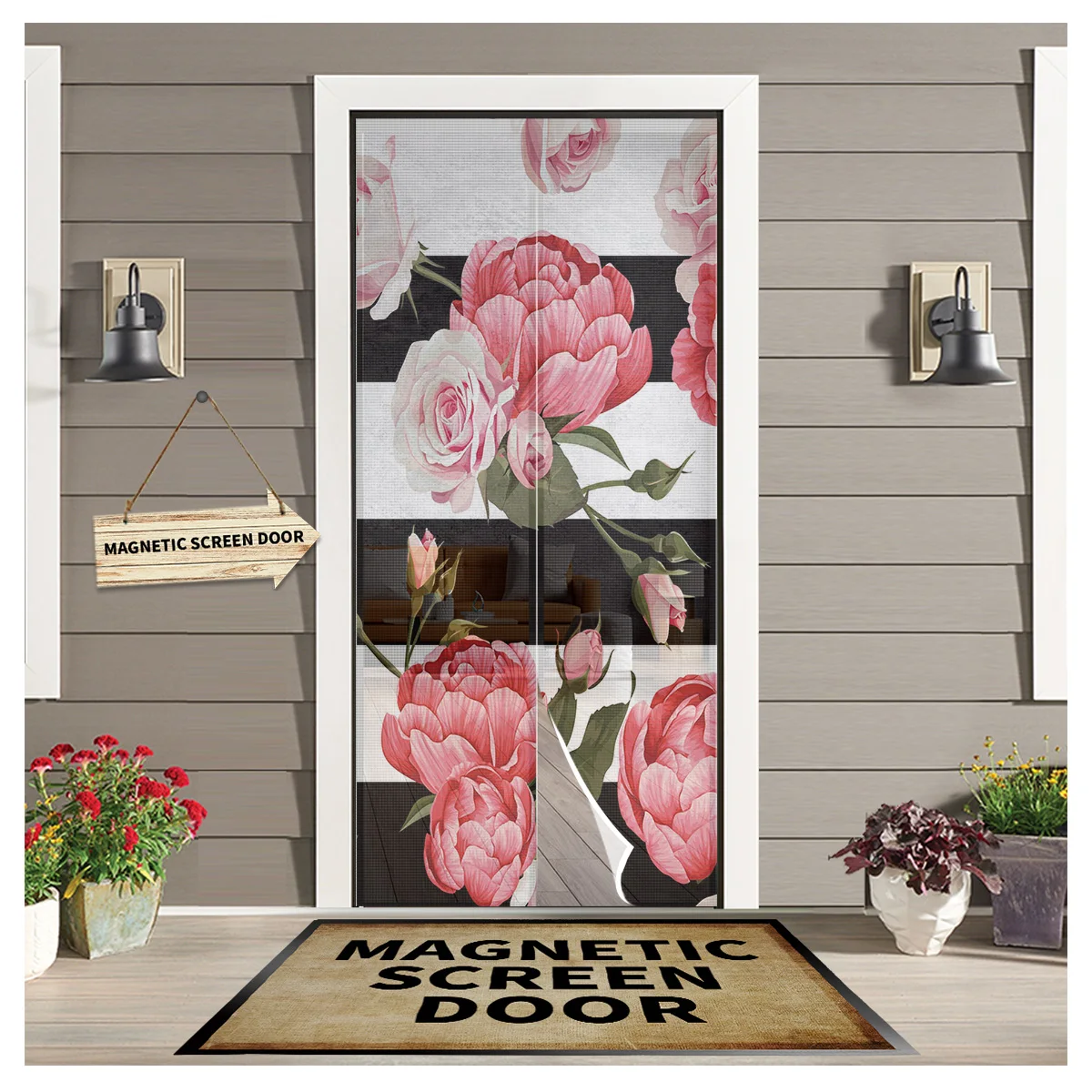 Peony Rose Flower Pink Stripes Kitchen Door Curtain Tool-free Magnetic Screen Insect-proof Door Curtain Bedroom Hanging Curtain
Peony Rose Flower Pink Stripes Kitchen Door Curtain Tool-free Magnetic Screen Insect-proof Door Curtain Bedroom Hanging Curtain