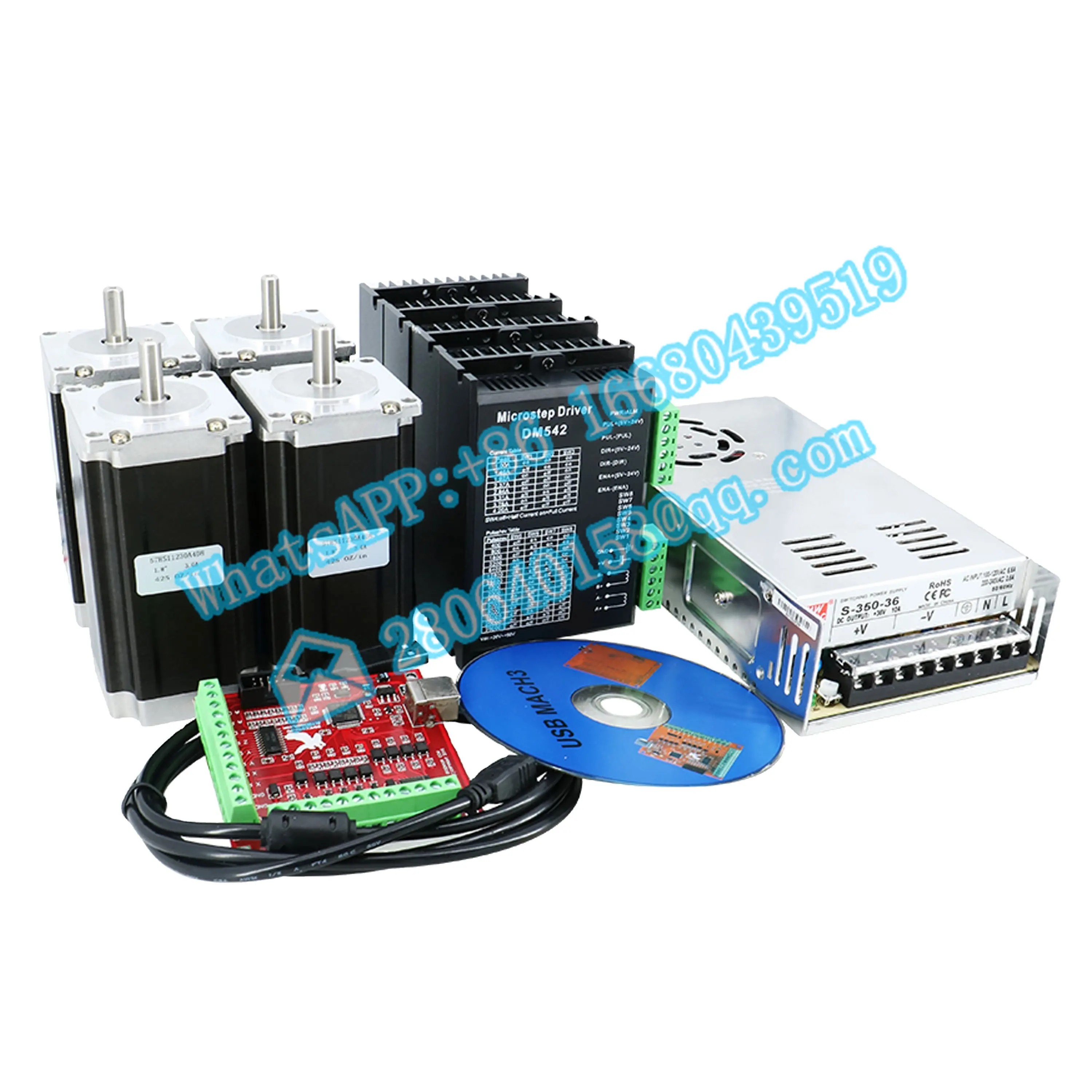 CN Ru EU CNC Router 4 Axis kit 4pcs TB6600/DM542 Stepper motor driver+ 4pcs NEMA 23 425 Oz motor +350W power supply
CN Ru EU CNC Router 4 Axis kit 4pcs TB6600/DM542 Stepper motor driver+ 4pcs NEMA 23 425 Oz motor +350W power supply