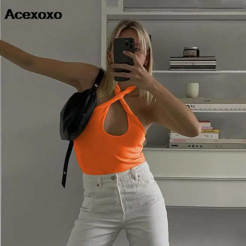 Hot 2023 summer new solid color T-shirt women sexy halter cross hollowed-out collar small coat
Hot 2023 summer new solid color T-shirt women sexy halter cross hollowed-out collar small coat