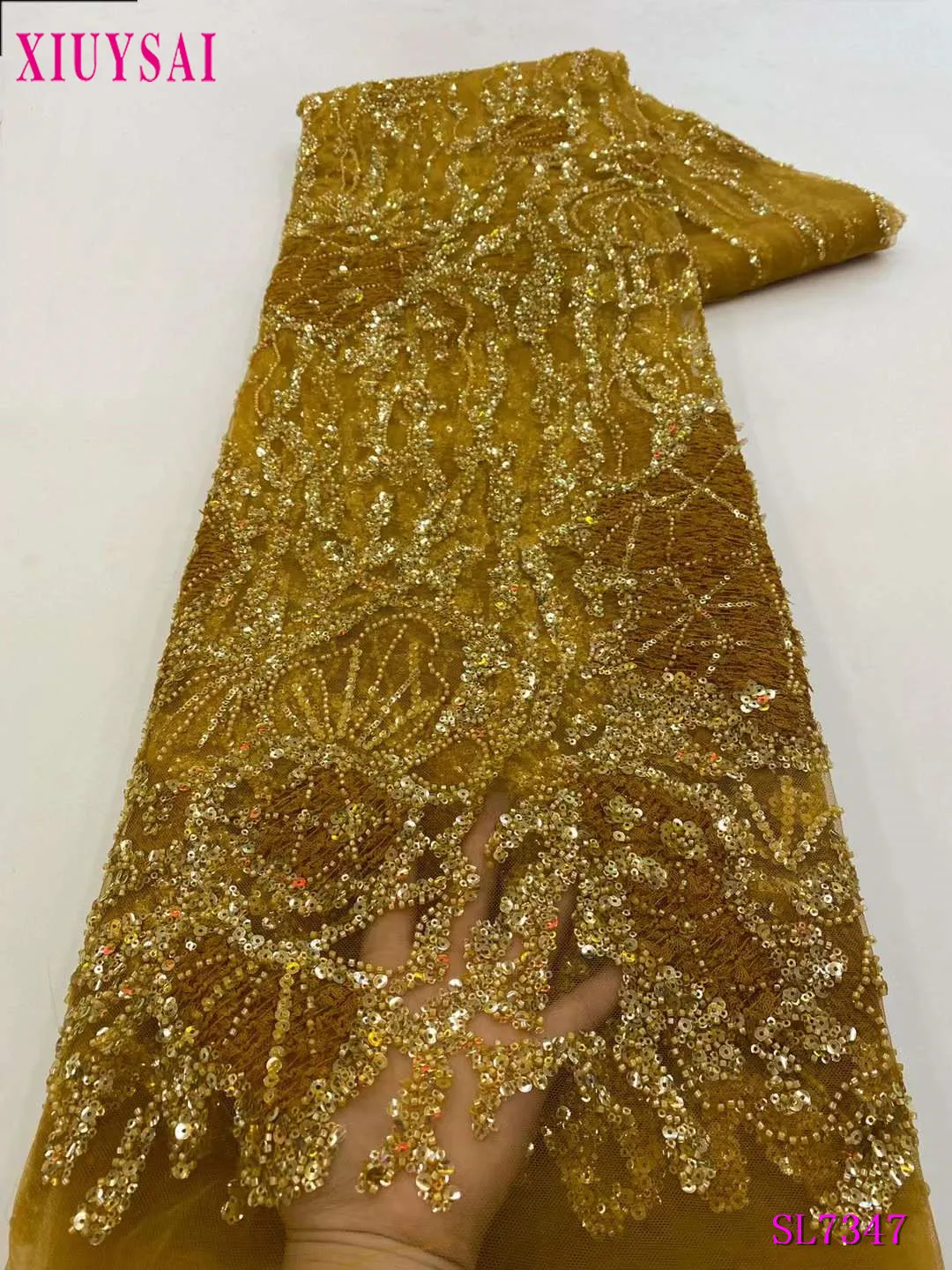 Luxurious African Sequins Lace Fabric High Quality 2023 Heavy Beads Embroidery French Tulle Lace Nigerian Wedding Dress
Luxurious African Sequins Lace Fabric High Quality 2023 Heavy Beads Embroidery French Tulle Lace Nigerian Wedding Dress