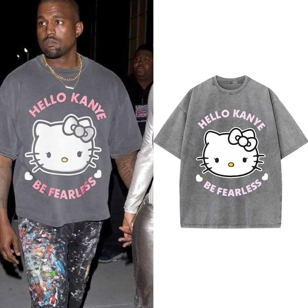 Hello Kanye West Washed T-shirt Hip Hop Streetwear Men Women High Quality Vintage Cotton T Shirts Fearless Short Sleeve T Shirt
Hello Kanye West Washed T-shirt Hip Hop Streetwear Men Women High Quality Vintage Cotton T Shirts Fearless Short Sleeve T Shirt