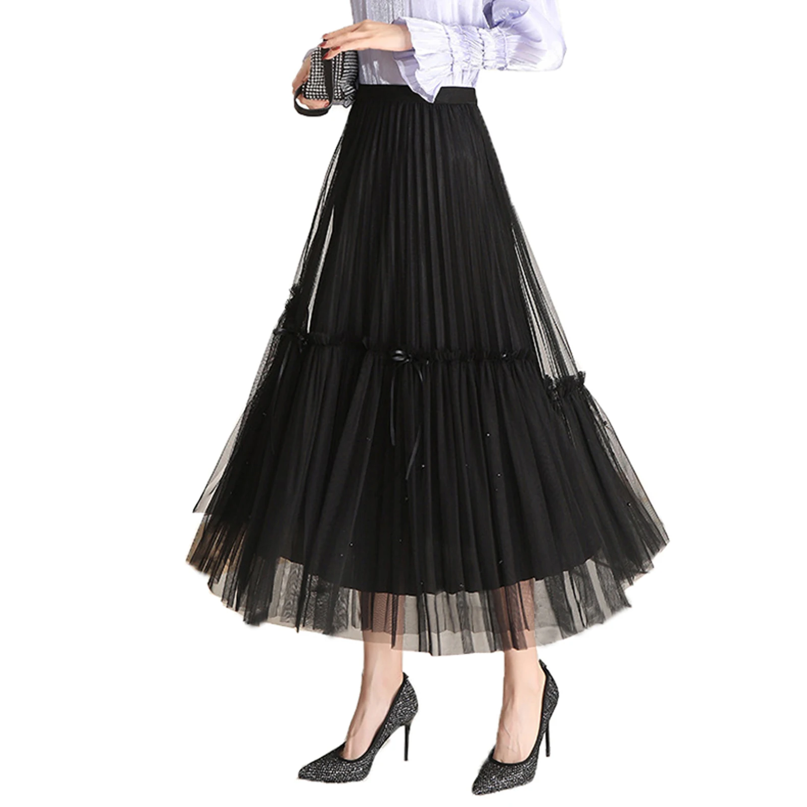 Women's Mesh Decorative Long Skirt with Bow Beaded Beaded Reversible Mesh Skirt Sweet A-Line Women's Summer Dress Skirt
Women's Mesh Decorative Long Skirt with Bow Beaded Beaded Reversible Mesh Skirt Sweet A-Line Women's Summer Dress Skirt