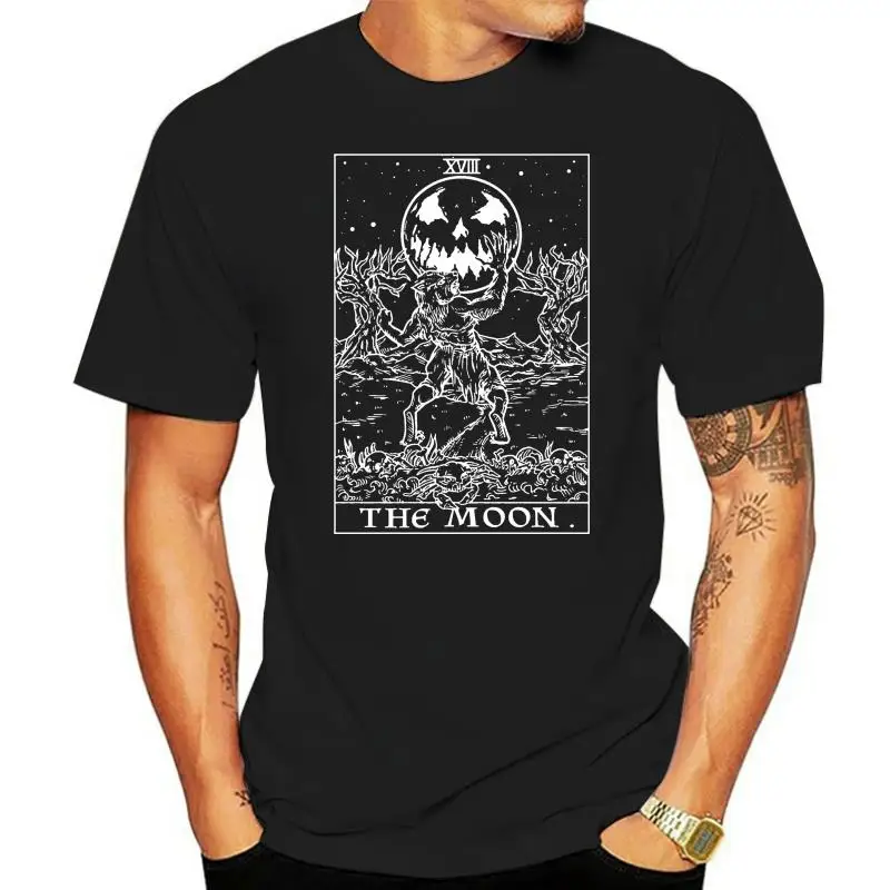 

Halloween Tarot Cards T Shirt Werewolf Goth Clothes Men Gothic Witch Pagan Wicca Short-Sleeved Tee Shirt