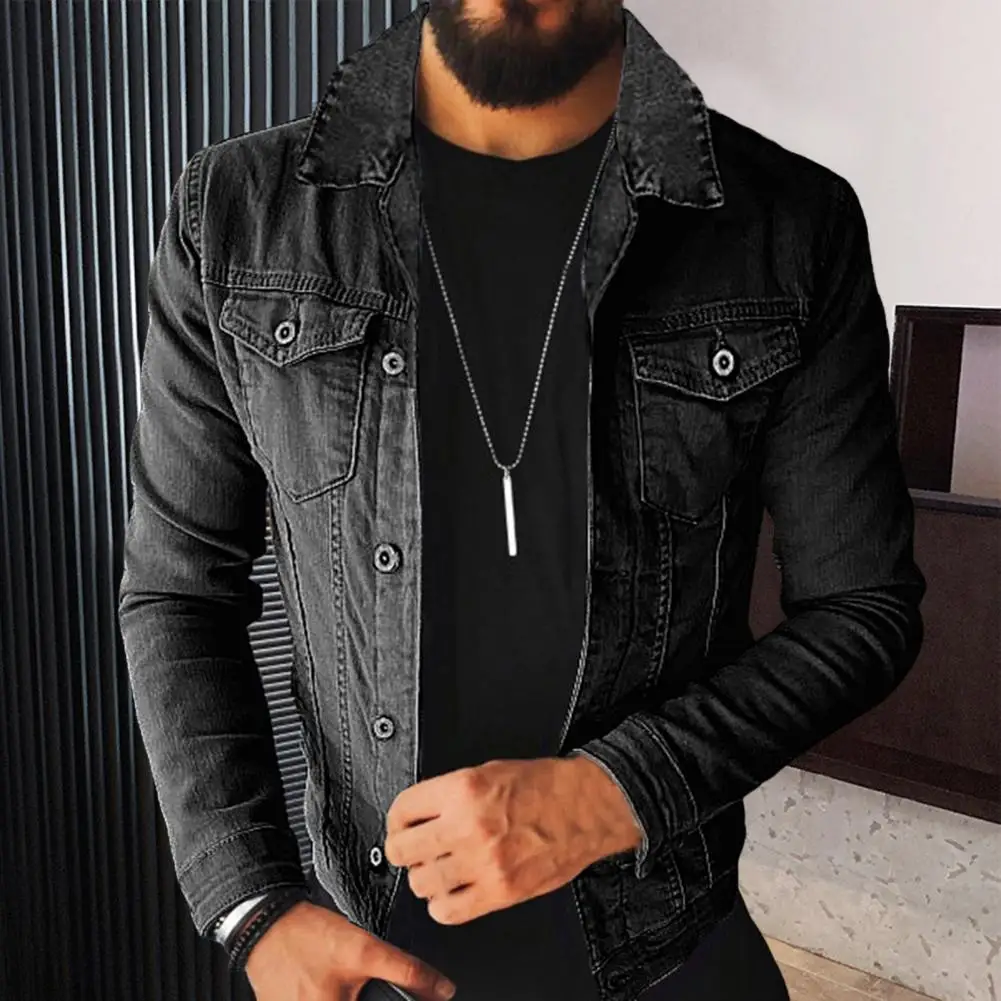 Men Denim Coat Solid Color Long Sleeves Turn-down Collar Autumn Washable Jeans Coat for Rock Climbing
Men Denim Coat Solid Color Long Sleeves Turn-down Collar Autumn Washable Jeans Coat for Rock Climbing