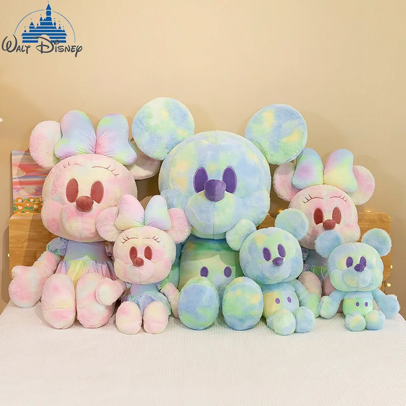 

45-75cm Disney New Arrivals Cartoon Characters Mickey And Minne Plush Stuffed Doll Tie-dye Colorful Series Girl's Birthday Gift