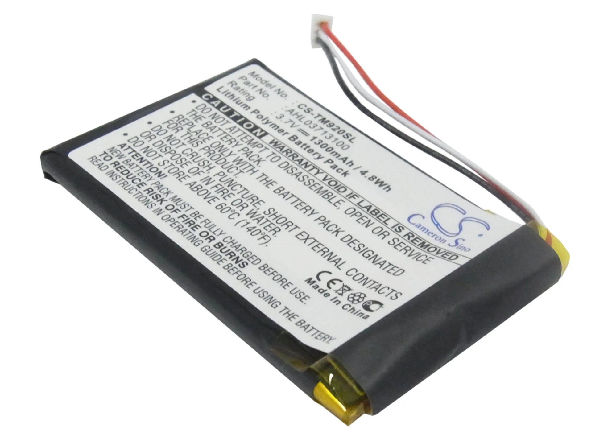 

CameronSino Battery for TomTom Go 920 Go 920T Go XL330 One XL 340 340S LIVE XL 1300mAh / 4.81Wh AHL03713100