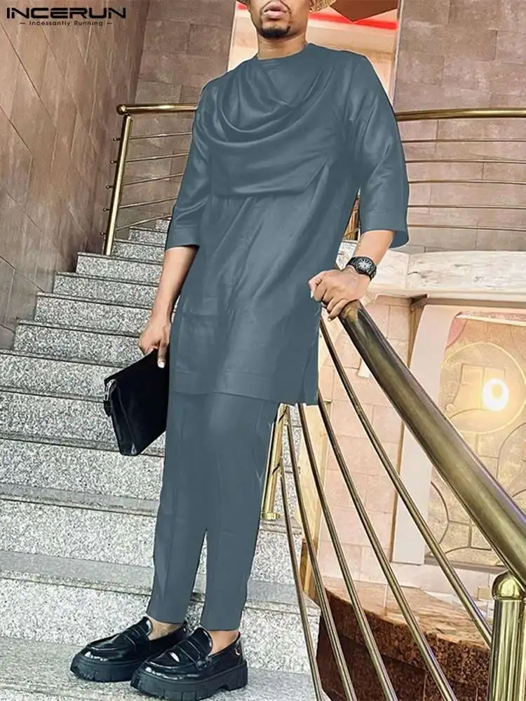 Casual Style Men's Sets INCERUN Muslim Style Leather Swing Collar Sets Solid Six Sleeve Side fork Tops Pants Suit 2 Pieces S-5XL
Casual Style Men's Sets INCERUN Muslim Style Leather Swing Collar Sets Solid Six Sleeve Side fork Tops Pants Suit 2 Pieces S-5XL