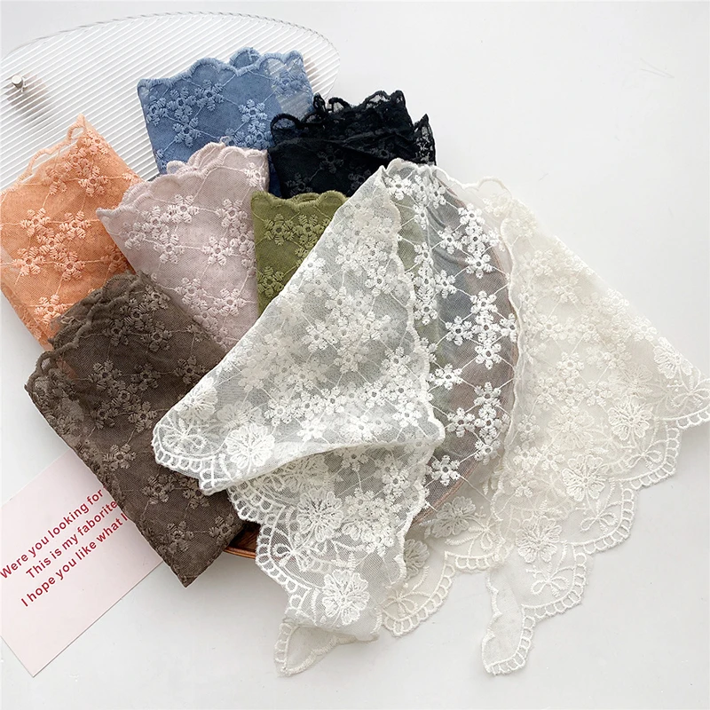 86*53cm Transparent Foulard Triangle Scarf Flowers Floral Scarves Hankie Muffler Lace Neckerchief Scarf Wrap Hats Bags Accessory
86*53cm Transparent Foulard Triangle Scarf Flowers Floral Scarves Hankie Muffler Lace Neckerchief Scarf Wrap Hats Bags Accessory