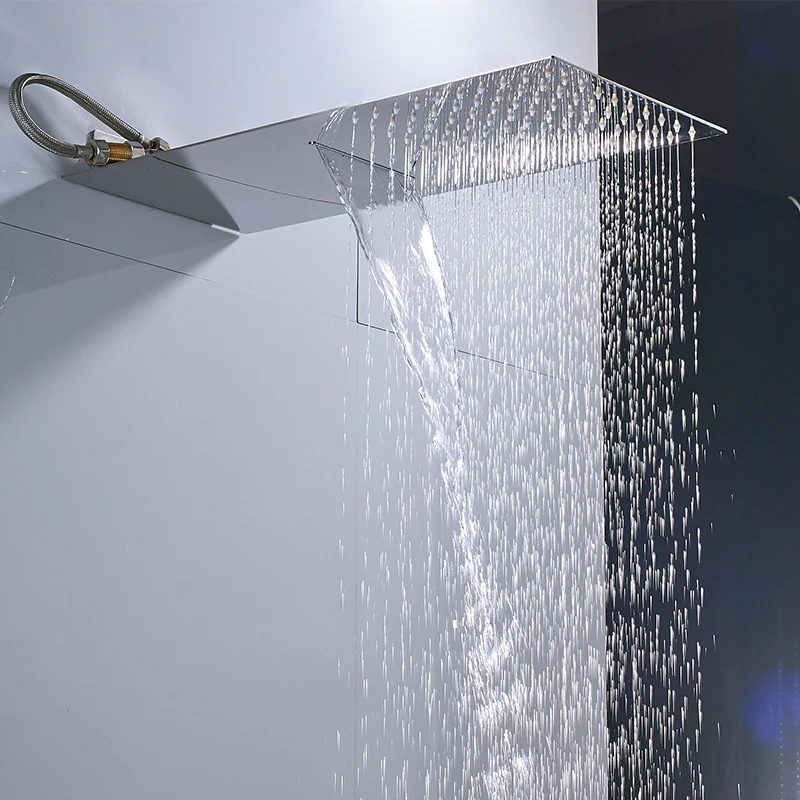 

Vidric Набор смесителей для душа с цифровым дисплеем, ультратонкая хромированная насадка «Водопад», цифровой кран для ванны, 3 функции
