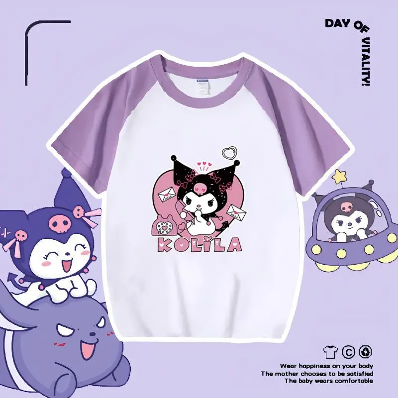 Sanrio Kawali Kuromi Short Sleeve T-Shirt Pure Cotton Soft Comfortable Leisure Versatile Anime Cartoon Cute Kids Gift For Girls
Sanrio Kawali Kuromi Short Sleeve T-Shirt Pure Cotton Soft Comfortable Leisure Versatile Anime Cartoon Cute Kids Gift For Girls